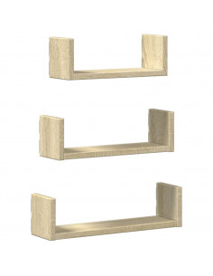 Mensole a Muro 3 pz Rovere Sonoma in Truciolato 2