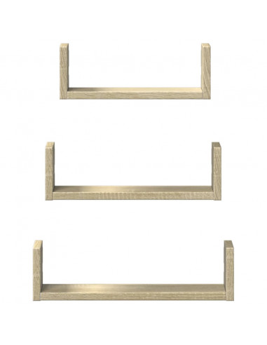 Mensole a Muro 3 pz Rovere Sonoma in Truciolato