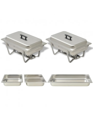 Set 2 pz Teglie Scaldavivande in Acciaio Inossidabile