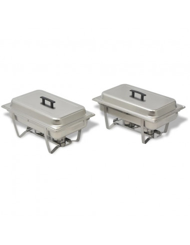 Set 2 pz Teglie Scaldavivande in Acciaio Inossidabile