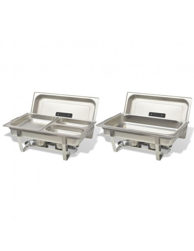 Set 2 pz Teglie Scaldavivande in Acciaio Inossidabile
