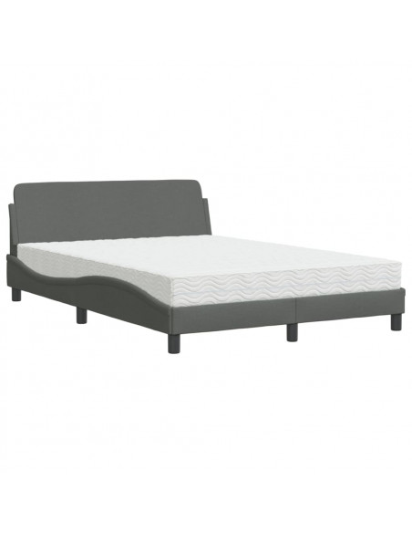 Letto con Materasso Grigio Scuro 120x200 cm Tessuto