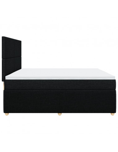 Giroletto a Molle con Materasso Nero 200x200 cm in Tessuto