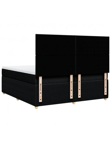 Giroletto a Molle con Materasso Nero 200x200 cm in Tessuto