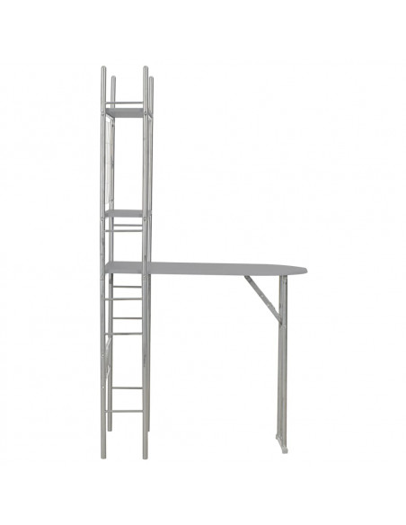 Set Tavolo e Sedie Pieghevoli Scaffale 3 pz MDF Acciaio Grigio