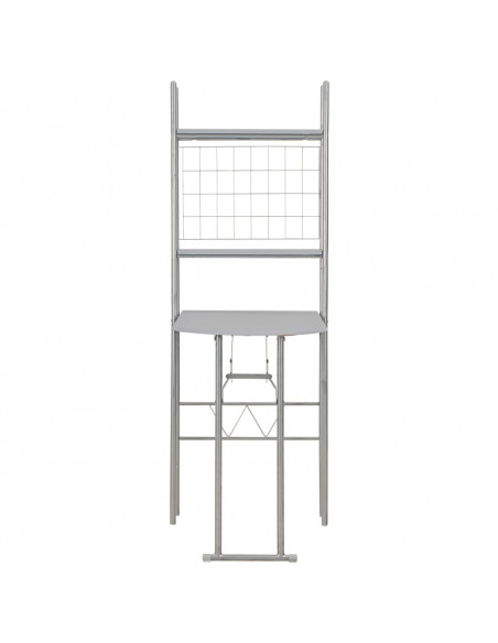Set Tavolo e Sedie Pieghevoli Scaffale 3 pz MDF Acciaio Grigio