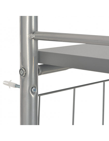 Set Tavolo e Sedie Pieghevoli Scaffale 3 pz MDF Acciaio Grigio