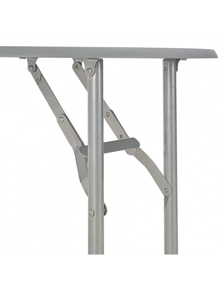 Set Tavolo e Sedie Pieghevoli Scaffale 3 pz MDF Acciaio Grigio