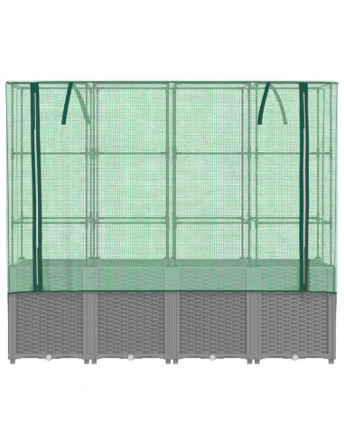 Letto Rialzato con Copertura Serra Effetto Rattan 160x40x153 cm