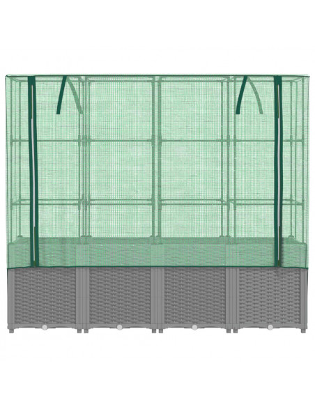 Letto Rialzato con Copertura Serra Effetto Rattan 160x40x153 cm