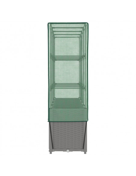 Letto Rialzato con Copertura Serra Effetto Rattan 160x40x153 cm