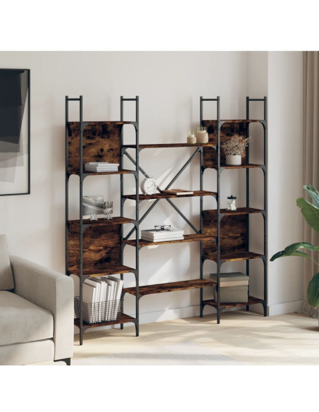 Libreria Rovere Fumo 155,5x24x166,5 cm in Legno Multistrato