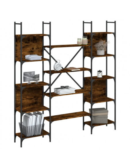 Libreria Rovere Fumo 155,5x24x166,5 cm in Legno Multistrato