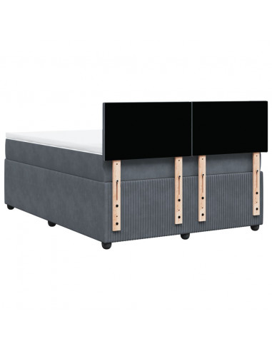 Giroletto a Molle con Materasso Grigio Scuro 140x200 cm Velluto