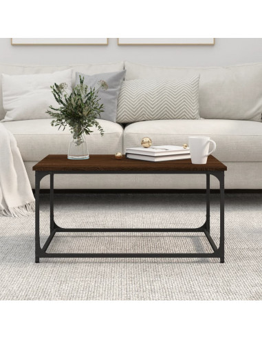 Tavolino Rovere Marrone 80x50x40cm in Legno Multistrato e Ferro