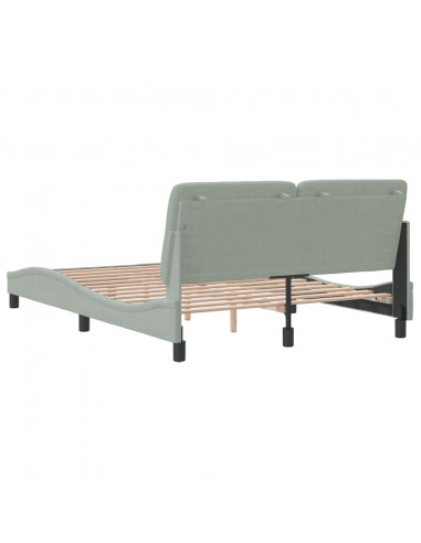 Giroletto con Testiera Grigio Chiaro 140x200 cm in Velluto