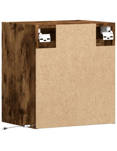 Comodini a Parete con luci LED 2 pz Rovere Fumo