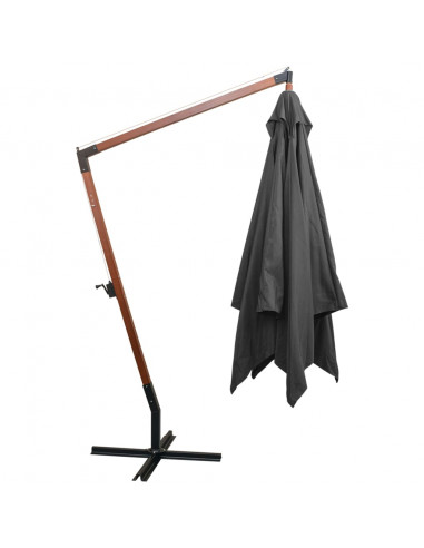 Ombrellone a Sbalzo Antracite 3x3 m Palo in Abete Massello