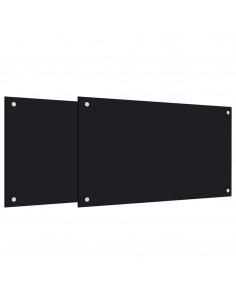 Paraschizzi per Cucina 2 pz Neri 70x60 cm in Vetro Temperato 2