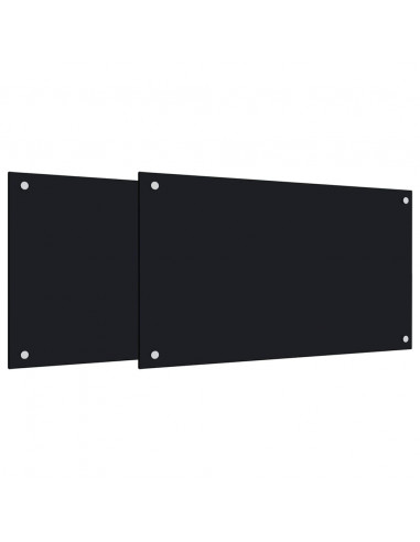 Paraschizzi per Cucina 2 pz Neri 70x60 cm in Vetro Temperato