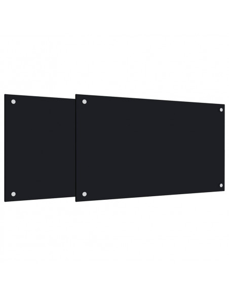 Paraschizzi per Cucina 2 pz Neri 70x60 cm in Vetro Temperato