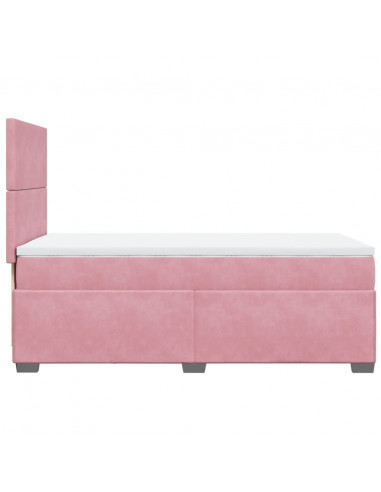 Giroletto a Molle con Materasso Rosa 90x200 cm in Velluto