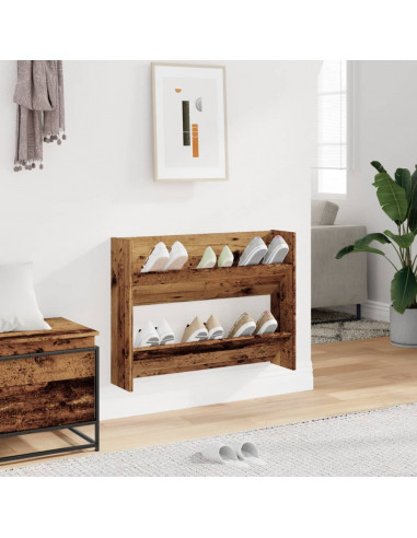 Scarpiera a Muro Legno Antico 80x18x60 cm in Truciolato