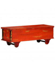 Cassapanca Rossa 110x40x40 cm in Legno Massello di Acacia 2