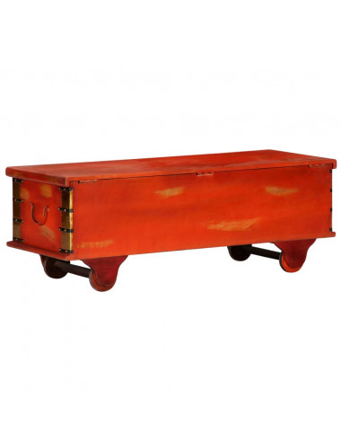 Cassapanca Rossa 110x40x40 cm in Legno Massello di Acacia