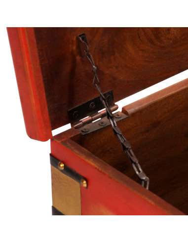 Cassapanca Rossa 110x40x40 cm in Legno Massello di Acacia