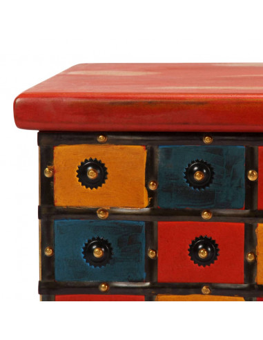 Cassapanca Rossa 110x40x40 cm in Legno Massello di Acacia