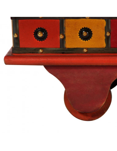 Cassapanca Rossa 110x40x40 cm in Legno Massello di Acacia