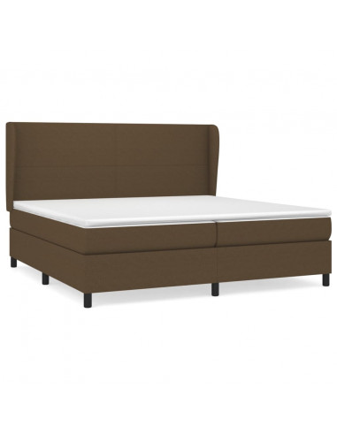 Giroletto a Molle con Materasso Marrone Scuro 200x200cm Tessuto