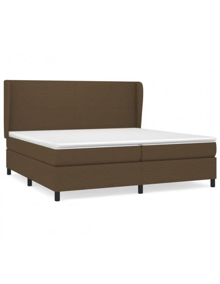 Giroletto a Molle con Materasso Marrone Scuro 200x200cm Tessuto