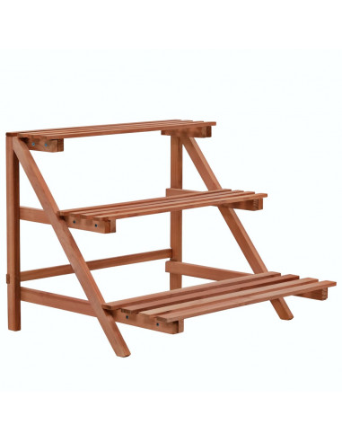 Piedistallo per Piante a 3 Mensole in Legno di Cedro 48x45x40cm