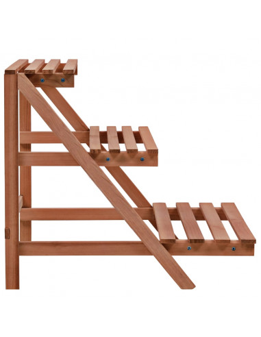 Piedistallo per Piante a 3 Mensole in Legno di Cedro 48x45x40cm