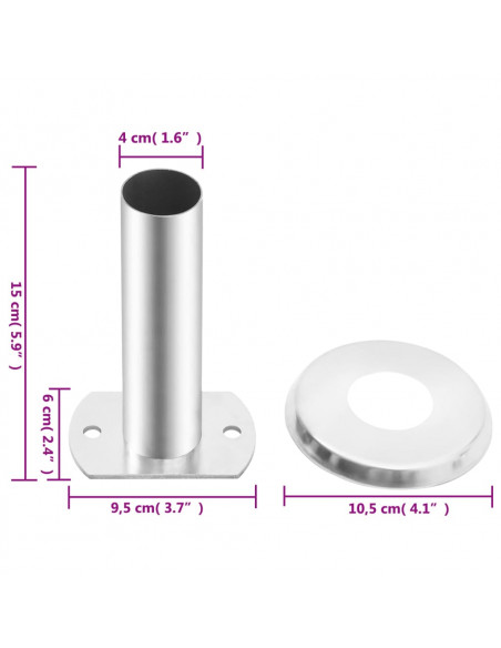Staffe per Corrimano Scala da Piscina 2pz Acciaio Inox 304