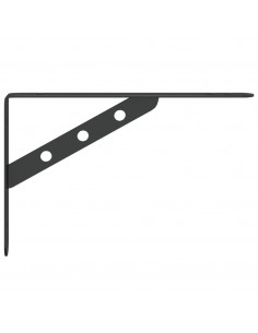 Staffe per Mensola 4 pz 23,5x2,5x15,5 cm in Acciaio Inox Nero