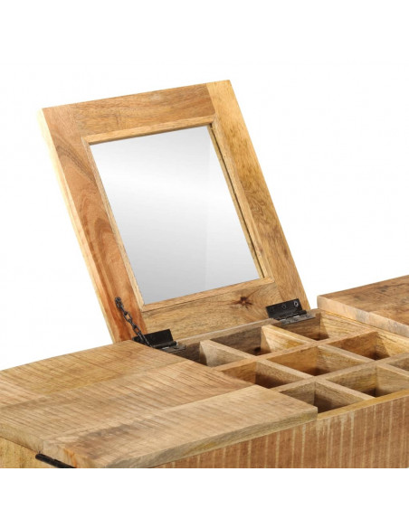 Toeletta 105x35x75cm Legno Massello Mango Grezzo e Ferro