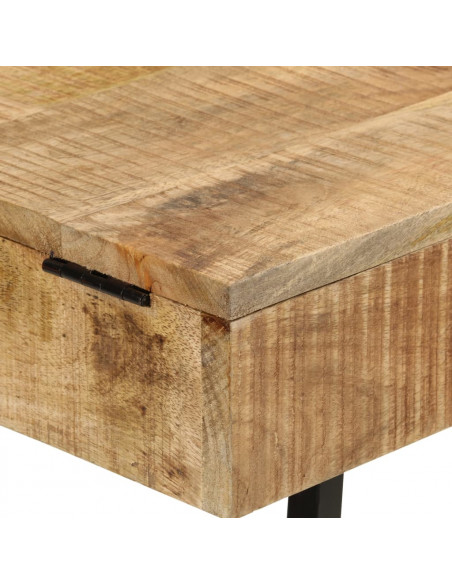 Toeletta 105x35x75cm Legno Massello Mango Grezzo e Ferro