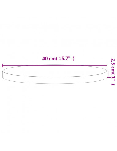 Piano per Tavolo Ø40x2,5 cm Rotondo in Legno Massello di Faggio