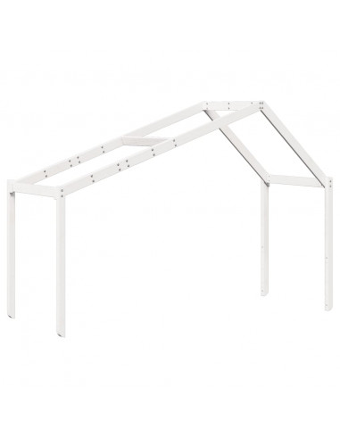 Tetto Letto Bambini Bianco 203x95,5x142 cm Legno Massello Pino