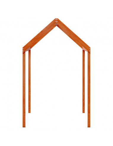 Tetto Letto Bambini Marrone Cera 207x80,5x151,5cm Massello Pino