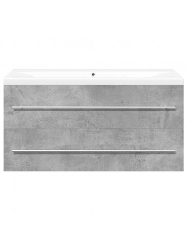 Set Mobili da Bagno 2 pz Grigio Cemento in Legno Multistrato