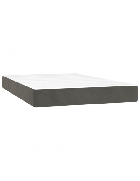 Giroletto a Molle con Materasso Grigio Scuro 120x200 cm Velluto