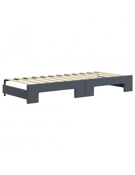 Divano Letto Estraibile Cassetti Grigio Scuro 80x200cm Velluto