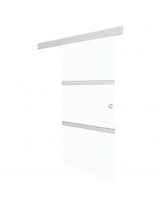 Porta Scorrevole in Vetro ESG e Alluminio 90x205cm Argento 2