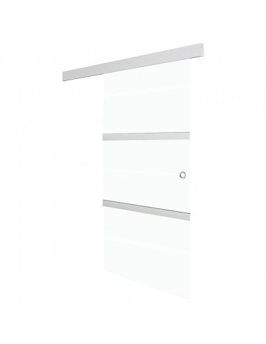 Porta Scorrevole in Vetro ESG e Alluminio 90x205cm Argento