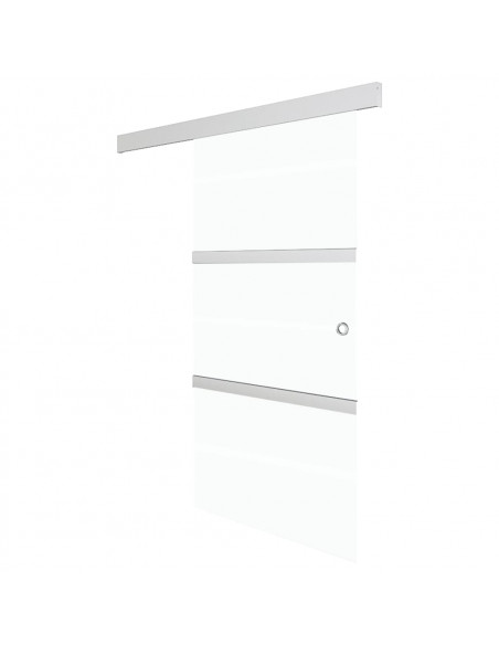 Porta Scorrevole in Vetro ESG e Alluminio 90x205cm Argento