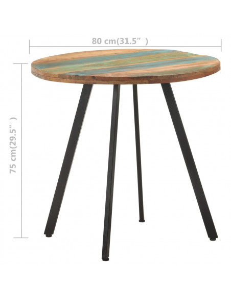 Tavolo da Pranzo 80 cm in Legno Massello di Recupero